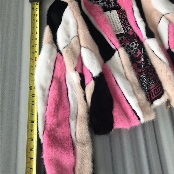 VERSACE Color Block Mink Jacket BNWT - Picture 7 of 10